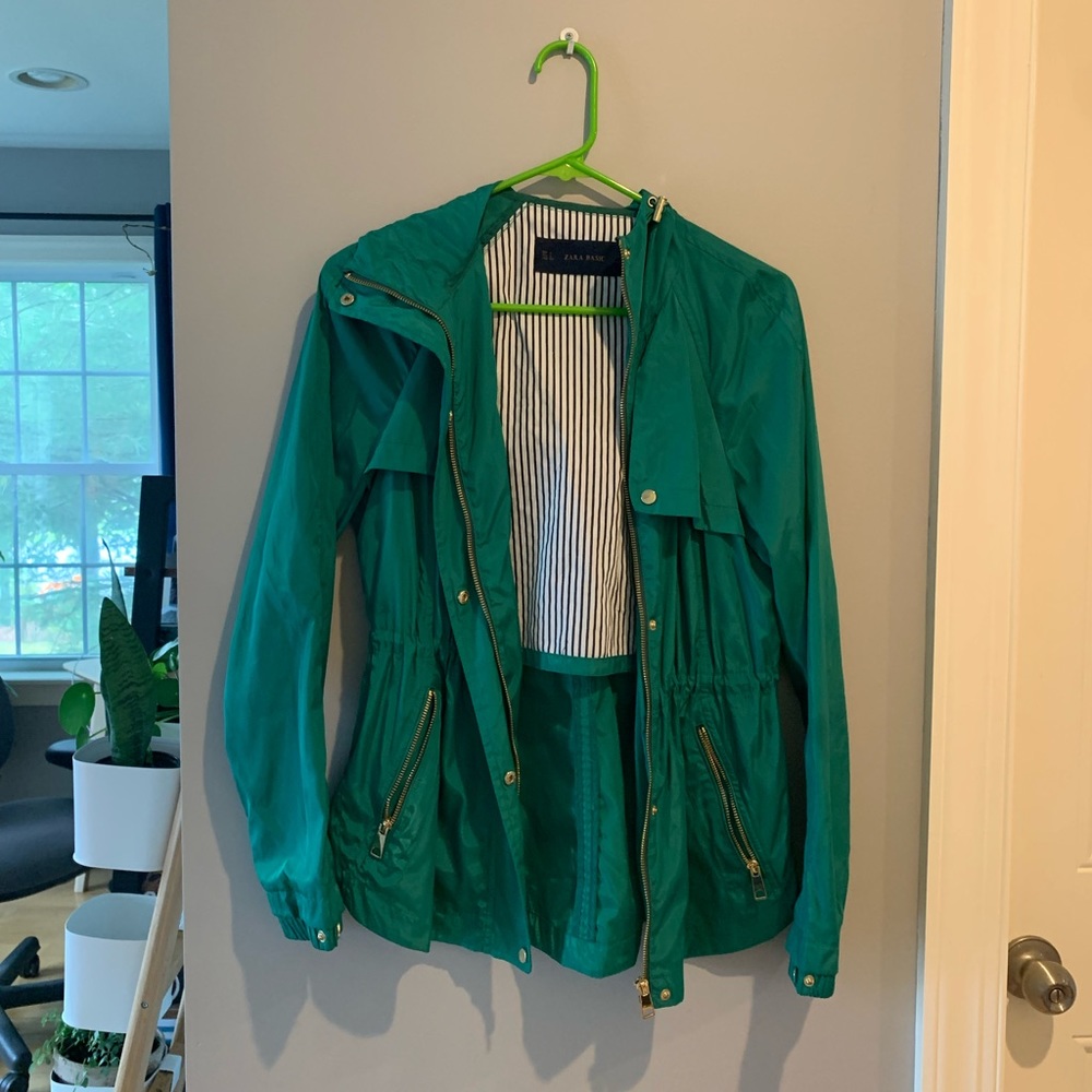 Zara Green Jacket with Gold Accents Size S